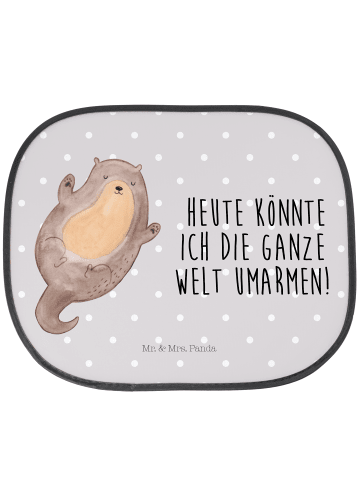 Mr. & Mrs. Panda Auto Sonnenschutz Otter Umarmen mit Spruch in Grau Pastell