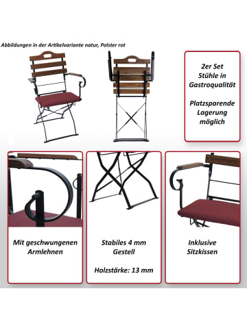 MCW 2x Biergartenstuhl J40, Hellbraun, Polster sandfarben