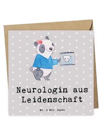 Mr. & Mrs. Panda Deluxe Karte Neurologin Leidenschaft mit Spruch in Grau Pastell