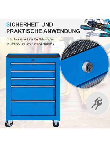 HOMCOM Werkstattwagen-61,5L x 33B x 82,5H cm-Blau