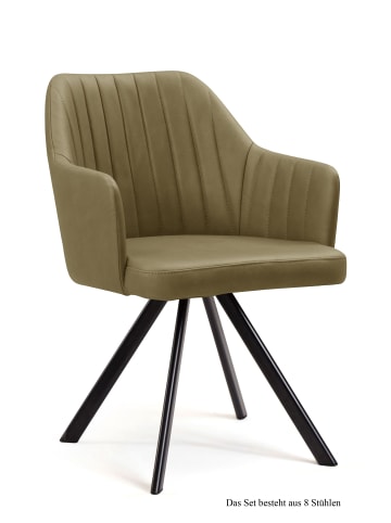 58 aufm Kessel ARMLEHNSTUHL (8er-Set) Delia 58x81x60 Schwarz/Olivgrün