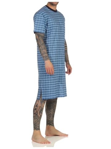 NORMANN kurzarm Nachthemd Karo - 72240 in hellblau