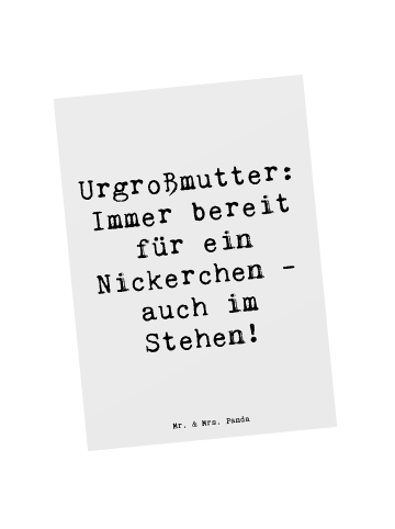 Mr. & Mrs. Panda Postkarte Urgroßmutter Nickerchen mit Spruch in Weiß