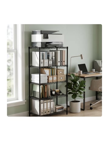 relaxdays Metallregal in Schwarz - (B)56 x (H)160 x (T)35 cm