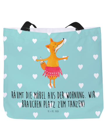 Mr. & Mrs. Panda Tote Bag Fuchs Ballerina mit Spruch in Türkis Pastell