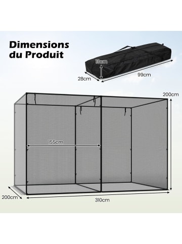 COSTWAY Pflanzenschutzzelt 310x200x200 cm in Schwarz