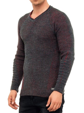 Rusty Neal Grobstrick Slim Fit V-Neck-Pullover in Anthrazit