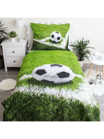 JERRY FABRICS Bettwäsche Fußball 140 x 200 + 70 x 90 cm 100% Baumwolle Unisex Sport