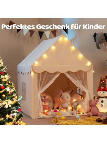 COSTWAY Spielhaus Kinderzelt mit Sternenlichter in Beige