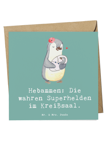 Mr. & Mrs. Panda Deluxe Karte Hebamme Superhelden mit Spruch in Meeresbrise