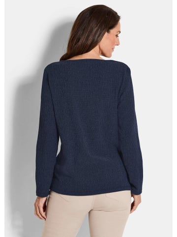 GOLDNER Kreppshirt Langarm Melange Jersey-Oberteil in marine