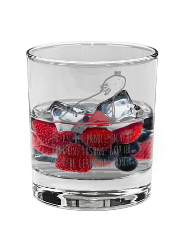 Mr. & Mrs. Panda Longdrinkglas Axolotl Schwimmen mit Spruch in Transparent