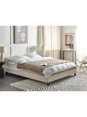 Beliani Doppelbett ROANNE in Beige/Dunkler Holzfarbton - (W) 170 x (H) 29 x (L) 213 cm