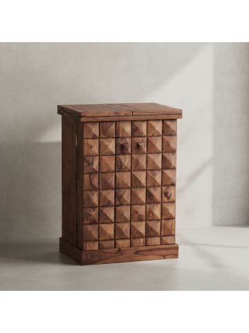 KADIMA DESIGN Massivholz Hausbar, ausklappbar, 65x91x50 cm, Barschrank mit Türen in Braun