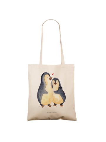 Mr. & Mrs. Panda Büchertasche Pinguin umarmen ohne Spruch in Creme