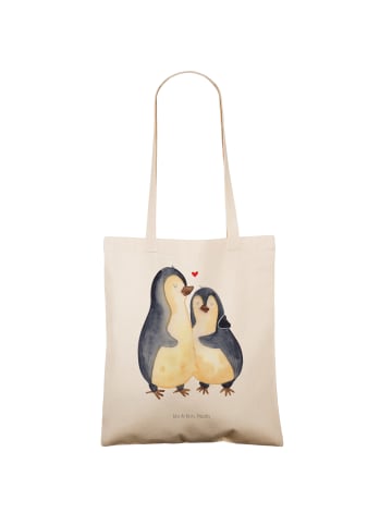 Mr. & Mrs. Panda Tragetasche Pinguin umarmen ohne Spruch in Creme