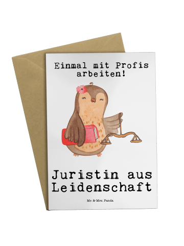 Mr. & Mrs. Panda Klappkarte Juristin Leidenschaft mit Spruch in Weiß
