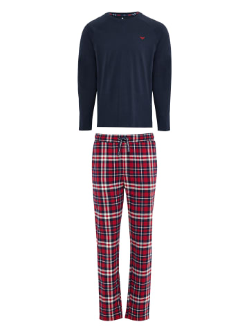 Threadbare Schlafanzug Flint PJ Set in Navy & Red Check