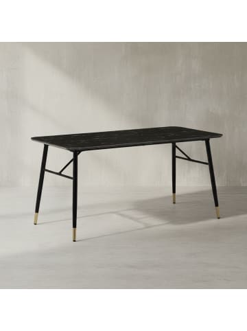 KADIMA DESIGN Esszimmertisch 120x60x76 cm Esstisch in Marmor-Optik Modern, in Schwarz