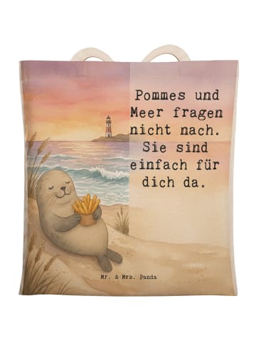 Mr. & Mrs. Panda Tote Bag Robbe Pommes Design mit Spruch in Weiß