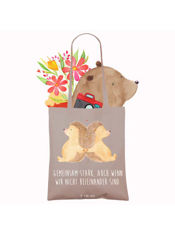Mr. & Mrs. Panda Tote Bag Trennung von den Eltern mit Spruch in Braun Pastell