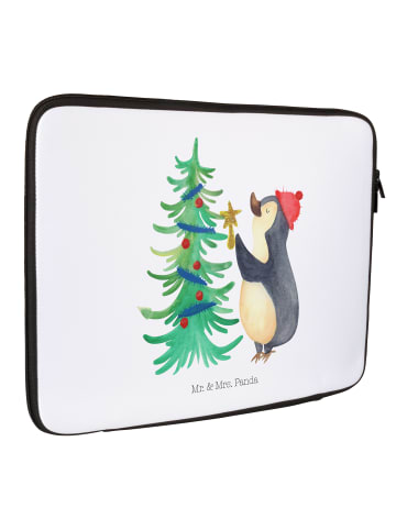 Mr. & Mrs. Panda Notebook Tasche Pinguin Weihnachtsbaum ohne Spruch in Weiß