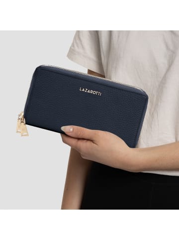Lazarotti Bologna Leather Geldbörse RFID Schutz Leder 20 cm in navy