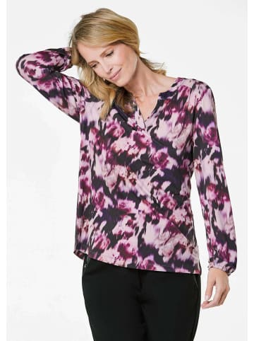 GOLDNER Elegantes Blusenshirt mit V-Ausschnitt in beere / gemustert