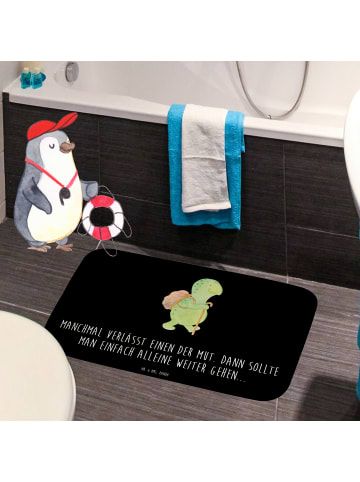 Mr. & Mrs. Panda Badezimmerteppich Schildkröte Wanderer mit Spruch in Schwarz