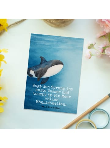 Mr. & Mrs. Panda Postkarte Orca Design mit Spruch in Weiß