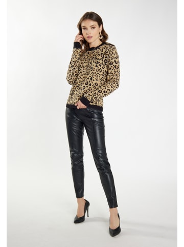 faina Damen Strick Pullover in Schwarz Beige