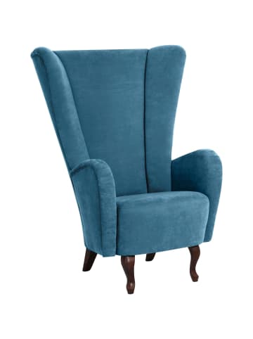 others HOCHLEHNSESSEL Kailey Bezug Velourstoff Buche nussbaum dunkel / petrol