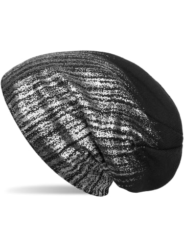 styleBREAKER Feinstrick Beanie Mütze in Schwarz / Silber