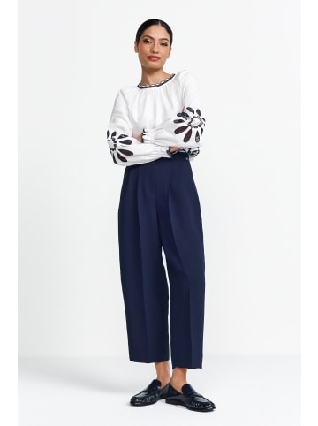 Rich & Royal Wide Leg Pleated Pants in Midnight Blue