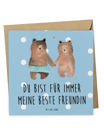 Mr. & Mrs. Panda Deluxe Karte Bär Freundin mit Spruch in Blau Pastell