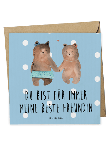 Mr. & Mrs. Panda Einladungskarte Bär Freundin mit Spruch in Blau Pastell