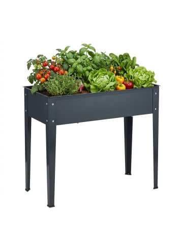 relaxdays Hochbeet in Anthrazit- (B)85 x (H)80 x (T)40 cm