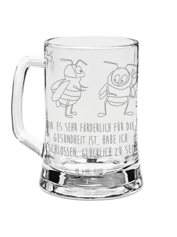 Mr. & Mrs. Panda Gravur Bierkrug Hummeln Kleeblatt mit Spruch in Transparent