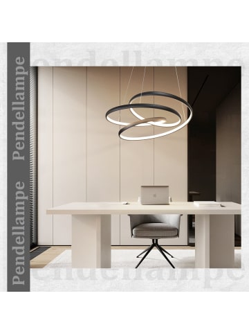 ZMH LED Pendelleuchte in Schwarz 3000-6500K Dimmbar 55W mit Fernbedienung L 50CM