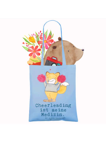 Mr. & Mrs. Panda Jutebeutel Fuchs Cheerleader mit Spruch in Sky Blue