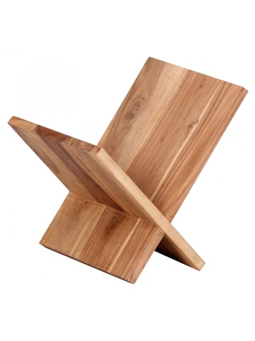 KADIMA DESIGN Zeitungsständer MUMBAI Massivholz X-Form 31 cm in Akazie
