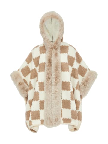 Usha Women Poncho in Beige Wollweiss