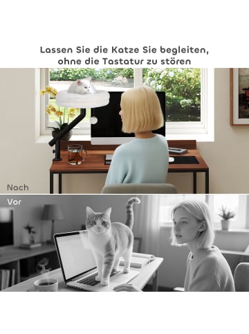 Pawhut Katzen-Schreibtischbett Cremeweiß Polyester