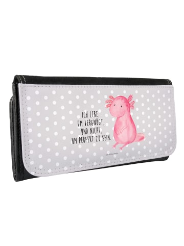Mr. & Mrs. Panda Portemonnaie für Damen Axolotl Niedlich mit Spruch in Grau Pastell