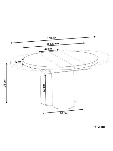 Beliani Esszimmertisch MORAINE in Braun - (W) 120 x (H) 76 x (L) 120 cm