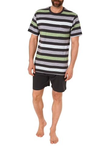 NORMANN Shorty Pyjama kurzarm Schlafanzug Streifen - 46260 in grau