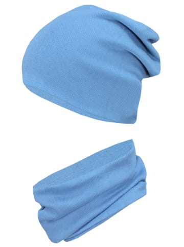 TupTam Unisex Kinder Beanie Mütze Schlauchschal Set in dark blue denim