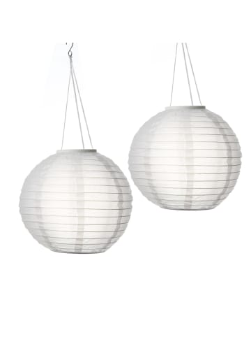 MARELIDA 2x LED Solar Lampion Gartenlampion D: 40cm in weiß