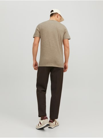 Jack & Jones Basic T-Shirt V-Neck Kurzarm mit Knöpfen JJESPLIT in Braun