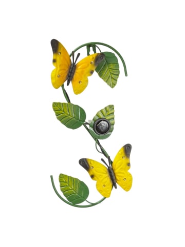 MARELIDA LED Solar Wanddeko mit Schmetterlingen für Hauswand H: 30cm in grün, gelb